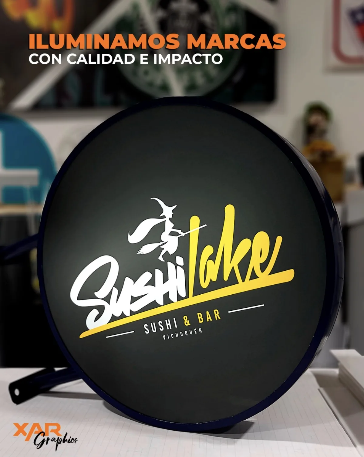 XAR SpA: letrero-redondo-sushi-take